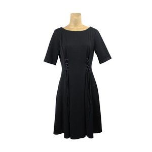 Julian Taylor NY Black Textured Lace-up Midi Dress